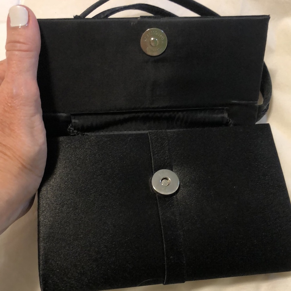 Formal, small, black satin purse - Picture 5 of 9